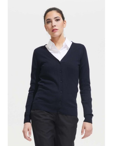 SOL-90012-Womens Golden V-Neck Knitted Cardigan
